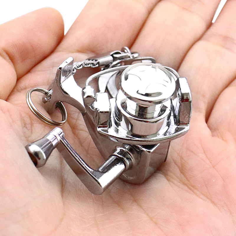 1Pcs Alloy Fishing Reel Drum Pendant Keychain Key Wheel Outdoor Fishing Tac GAIR
