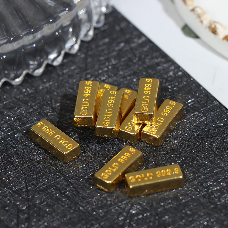 10pcs/set 1:12 Dollhouse Miniature Gold Bars Coin Model Doll House Decor T F6 Ts