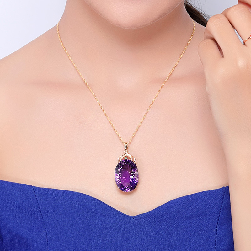 Fashion Silver Amethyst Necklaces Gold Chain Pendants Women Wedding Jewe,io