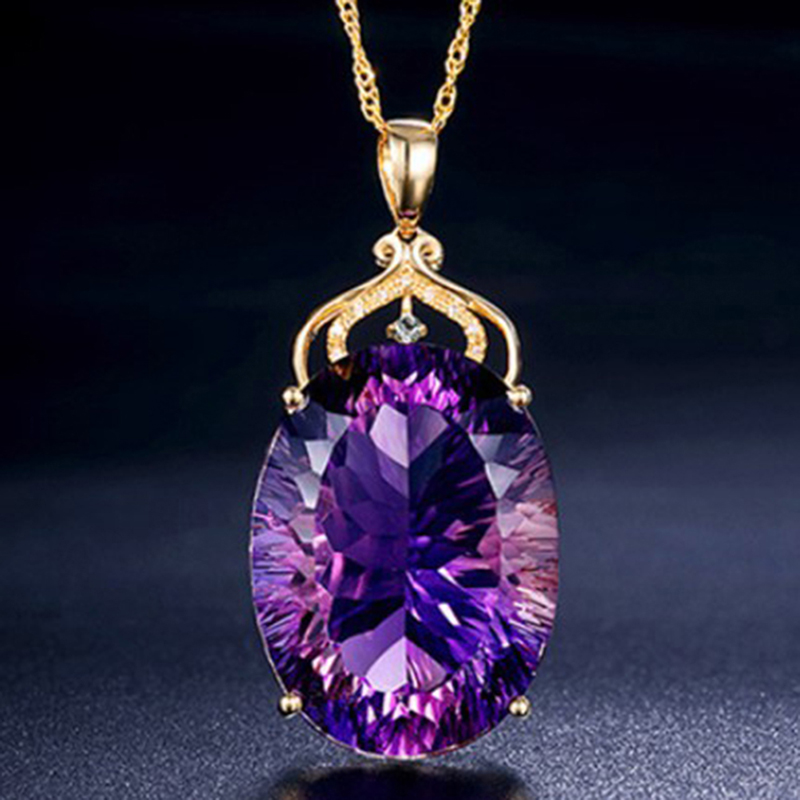 Fashion Silver Amethyst Necklaces Gold Chain Pendants Women Wedding Jewe,io - Imagen 2 de 7