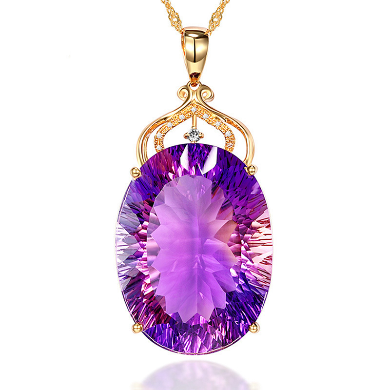 Fashion Silver Amethyst Necklaces Gold Chain Pendants Women Wedding Jewe,io - Imagen 4 de 7