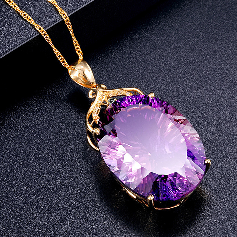 Fashion Silver Amethyst Necklaces Gold Chain Pendants Women Wedding Jewe,io - Imagen 7 de 7