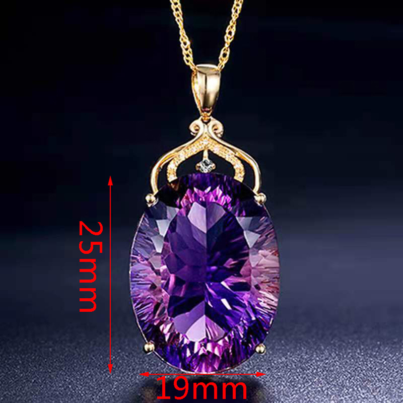 Fashion Silver Amethyst Necklaces Gold Chain Pendants Women Wedding Jewe,io - Imagen 3 de 7