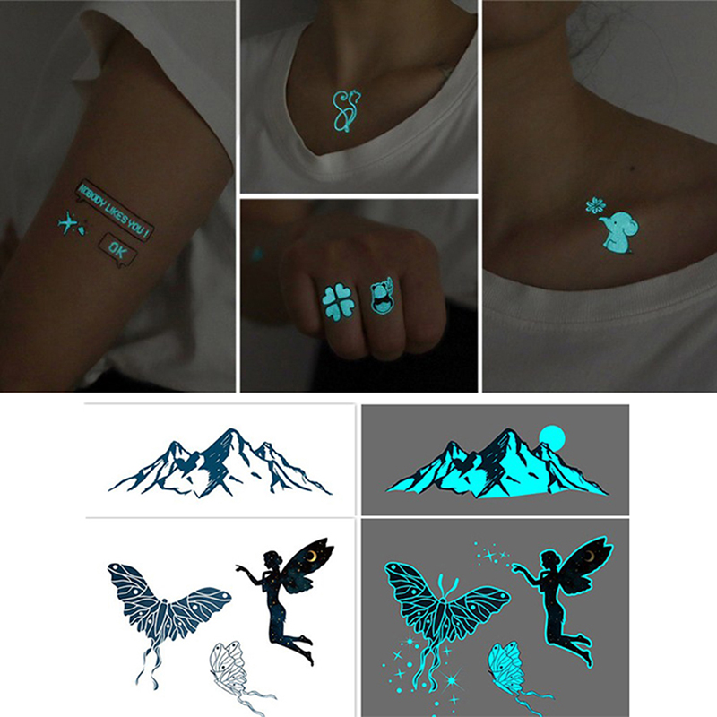 Blue Luminous Tattoo Sticker Luminous Waterproof Temporary Tattoo Body Tat*b Q❤M Blue Luminous Tattoo Sticker Luminous Waterproof Temporary Tattoo Body Tat*b Q❤M