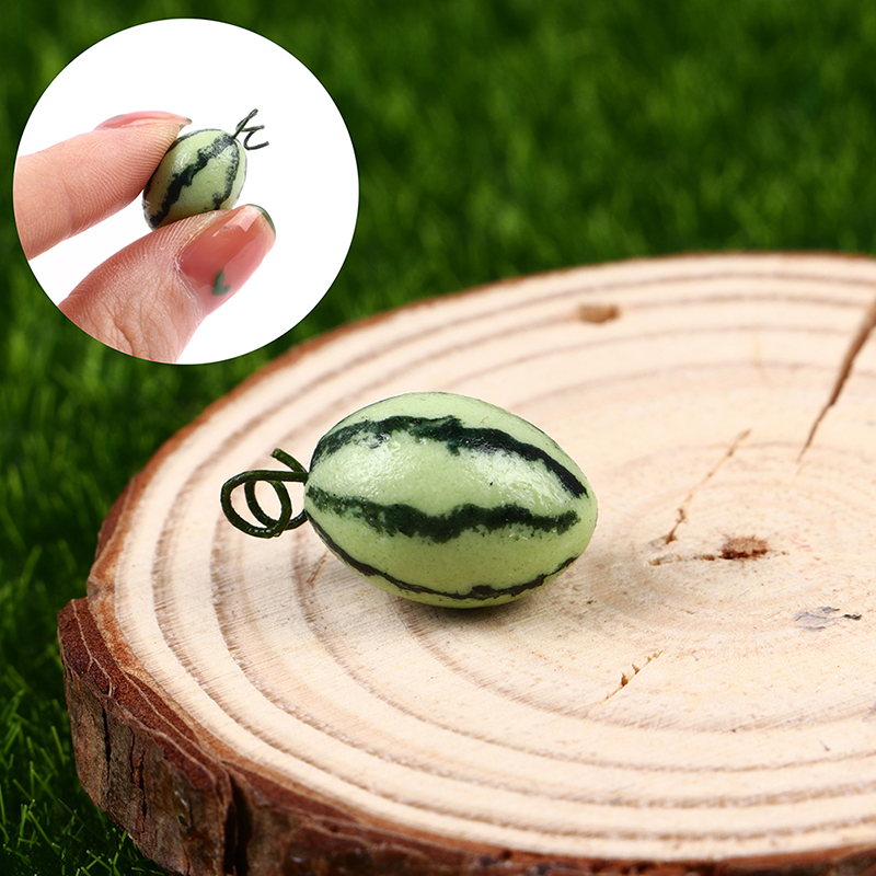1pc Mini Fruit Resin Artificial Watermelon Statue For Dollhouse Decorat-*- LM❤ 1pc Mini Fruit Resin Artificial Watermelon Statue For Dollhouse Decorat-*- LM❤