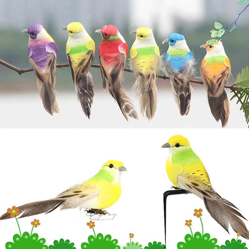 1Pc Emulation Bird Artificial Foam Feather Bird Sparrow Ornaments Garden Deco Sn SB10486
