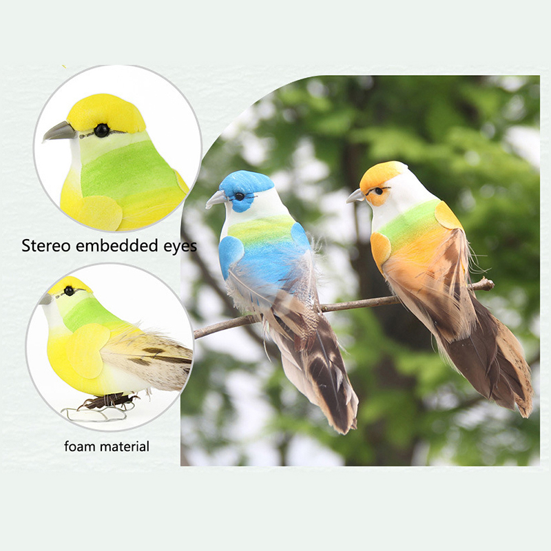 1Pc Emulation Bird Artificial Foam Feather Bird Sparrow Ornaments Garden Deco Sn SB10486