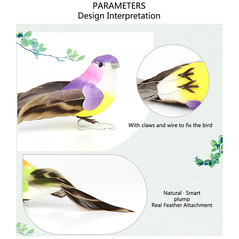 1Pc Emulation Bird Artificial Foam Feather Bird Sparrow Ornaments Garden Deco Sn SB10486