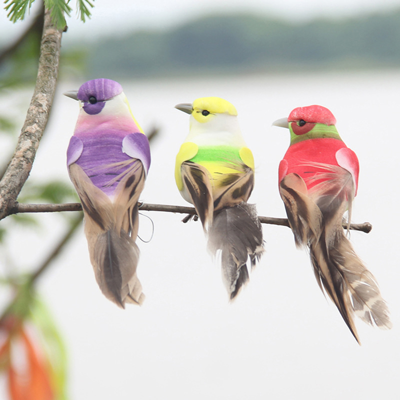 1Pc Emulation Bird Artificial Foam Feather Bird Sparrow Ornaments Garden Deco Sn SB10486