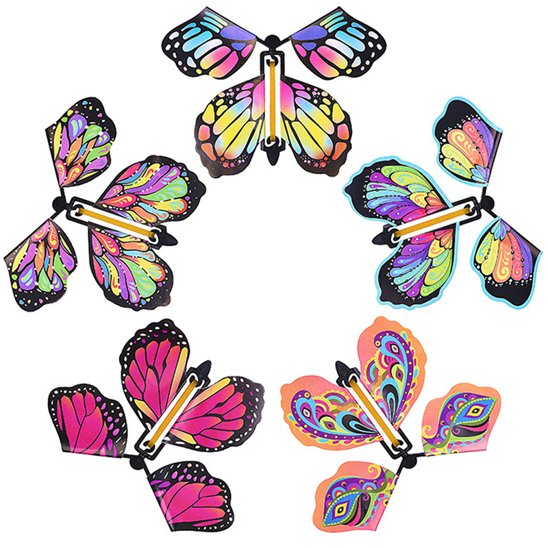10x Magic Wind Up Flying Butterfly Powered Magic Fairy Flying Toy Surprise G-qk - Picture 5 of 5