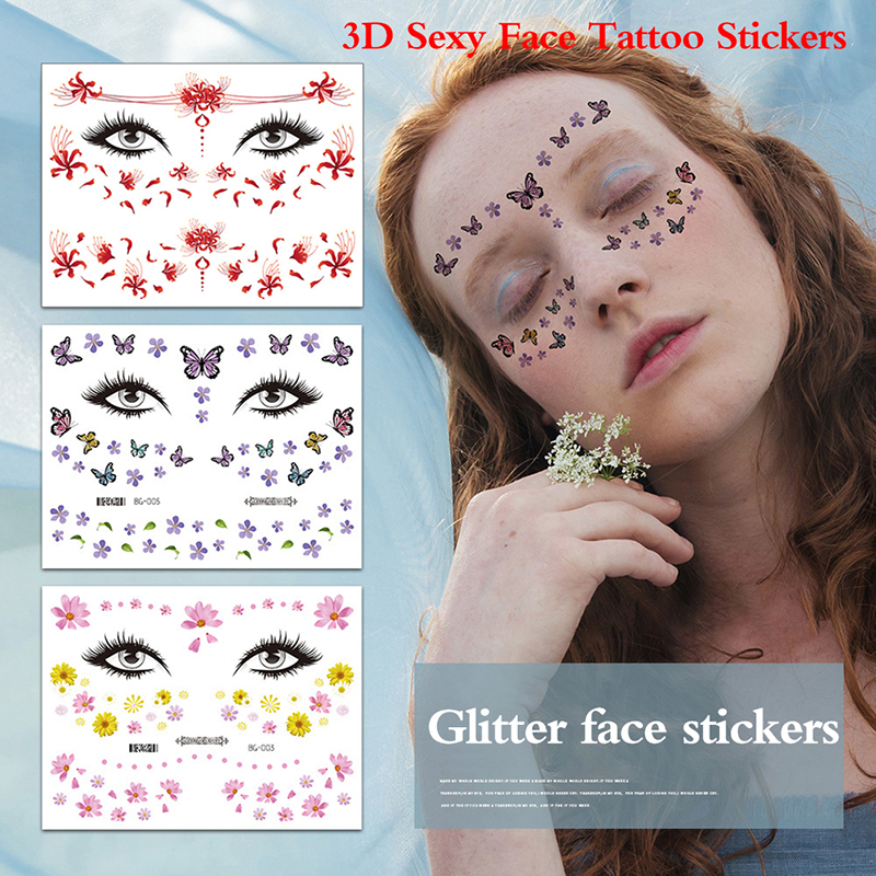 1 Sheet 3D Sexy Face Tattoo Stickers Temporary Tattoos Glitter Fake Tattoo 1 Sheet 3D Sexy Face Tattoo Stickers Temporary Tattoos Glitter Fake Tattoo