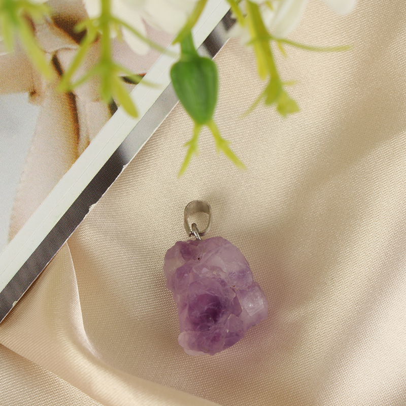 Natural Crystal Amethyst Rough Mineral Specimen Rock Stone Pendant Necklace G=QU - Bild 4 von 12