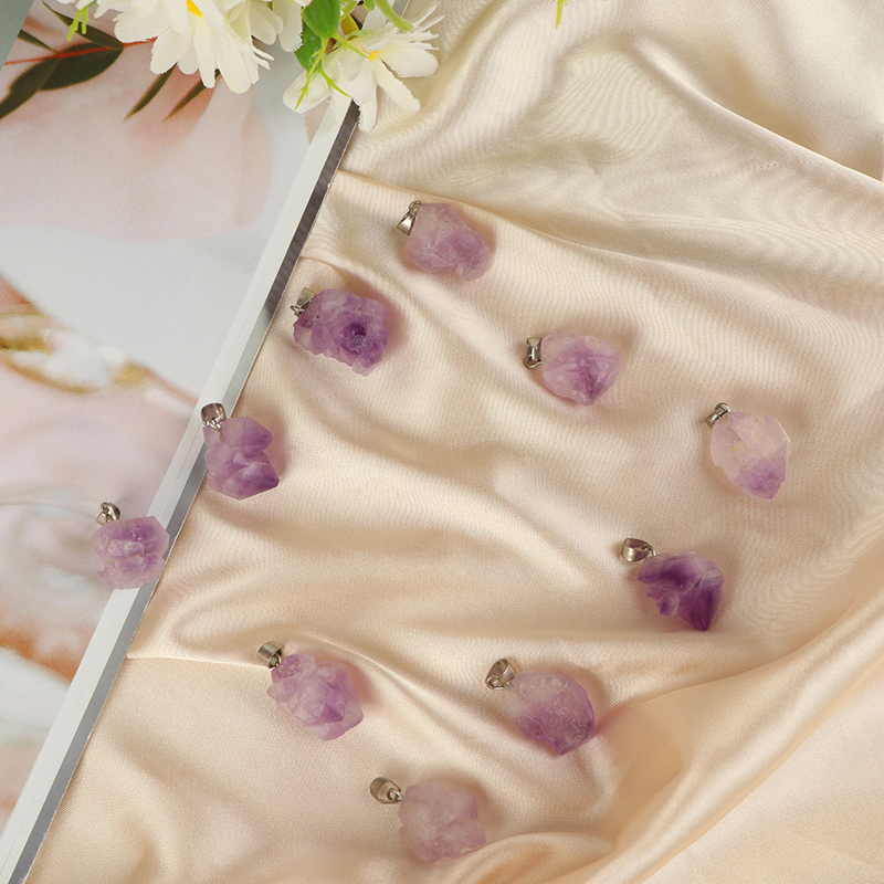 Natural Crystal Amethyst Rough Mineral Specimen Rock Stone Pendant Necklace G=QU - Bild 12 von 12