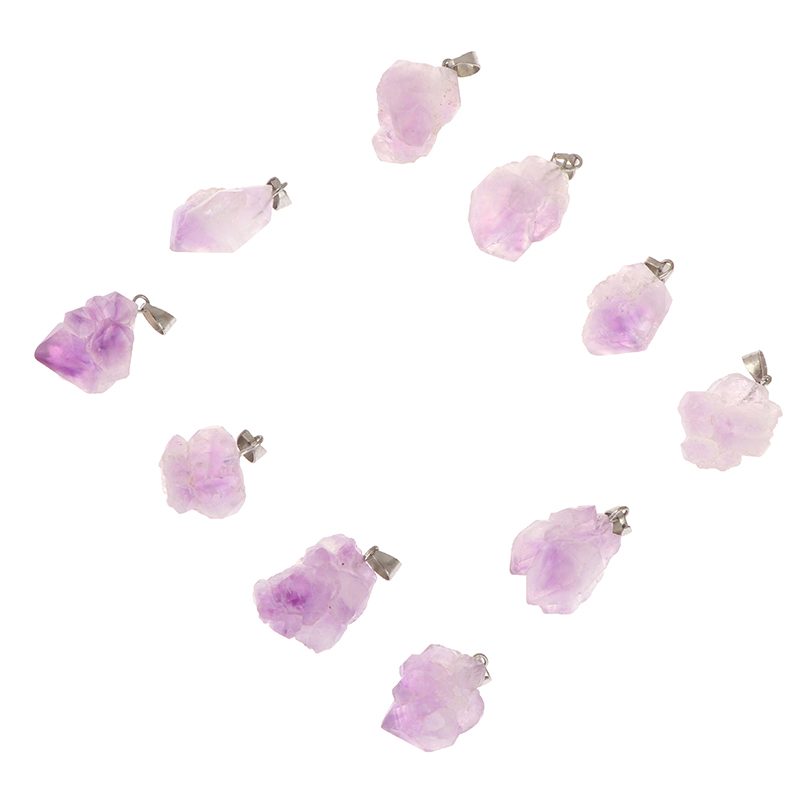 Natural Crystal Amethyst Rough Mineral Specimen Rock Stone Pendant Necklace G=QU - Bild 2 von 12