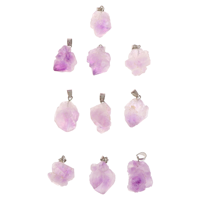 Natural Crystal Amethyst Rough Mineral Specimen Rock Stone Pendant Necklace G=QU