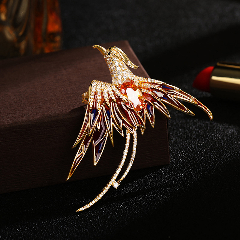 Crystal Enamel Phoenix Bird Brooches Animal Pin For Women Men Brooch Pin  Gifts