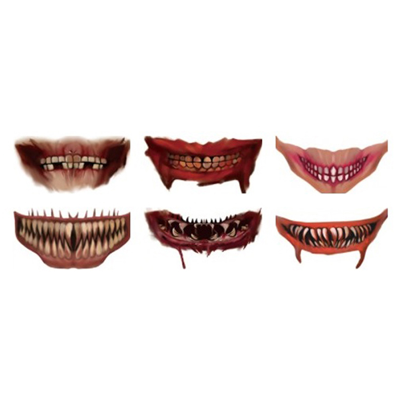1 Sheet Halloween Big Mouth Tattoo Stickers DIY Horror Lip Scratched Face Dec-i- 1 Sheet Halloween Big Mouth Tattoo Stickers DIY Horror Lip Scratched Face Dec-i-