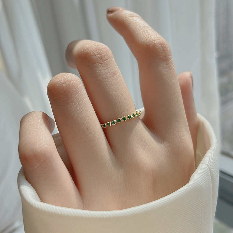 Gold Emerald Opening Rings for Women Adjustable Design High Quality Jewelry Sp FU11015