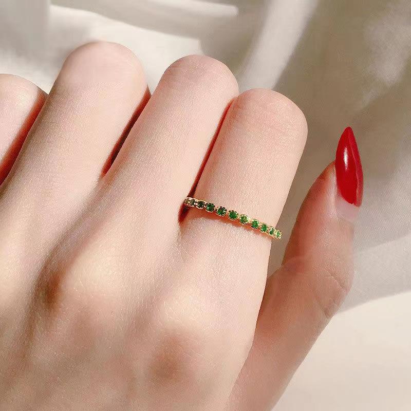 Gold Emerald Opening Rings for Women Adjustable Design High Quality Jewelry Sp FU11015