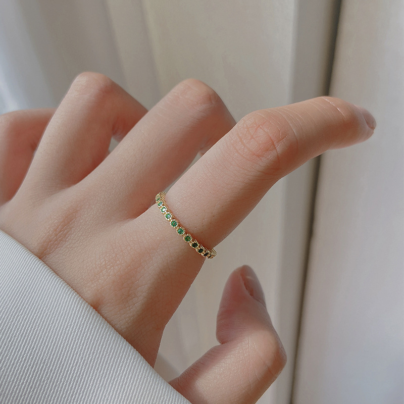 Gold Emerald Opening Rings for Women Adjustable Design High Quality Jewelry Sp FU11015