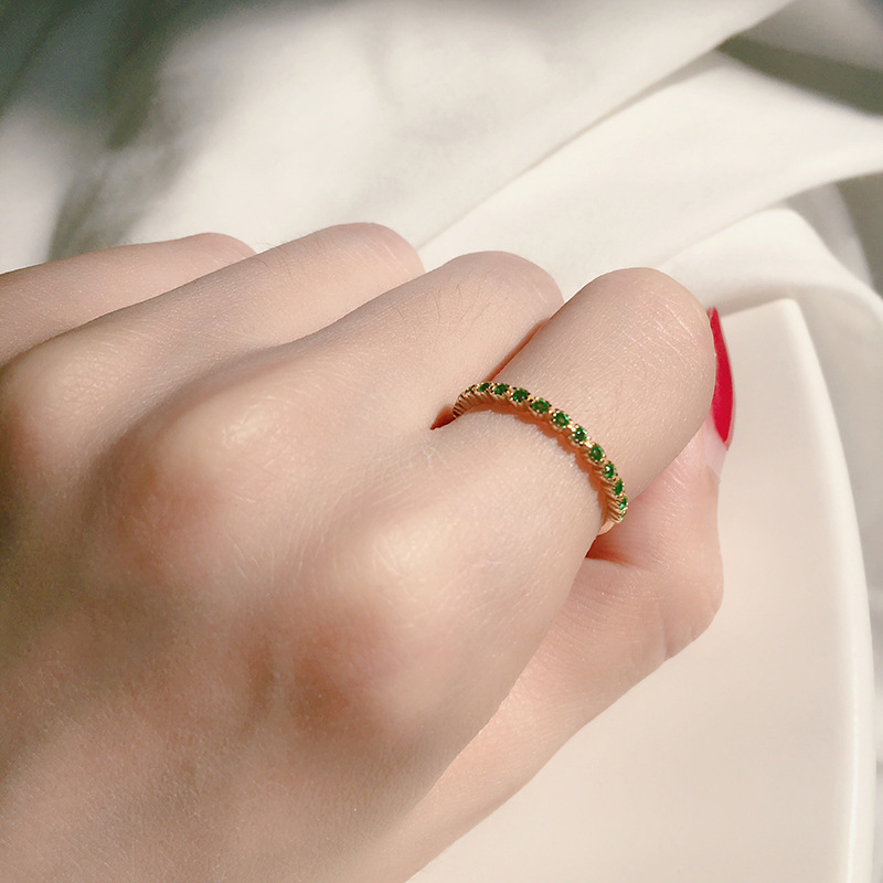 Gold Emerald Opening Rings for Women Adjustable Design High Quality Jewelry Sp FU11015
