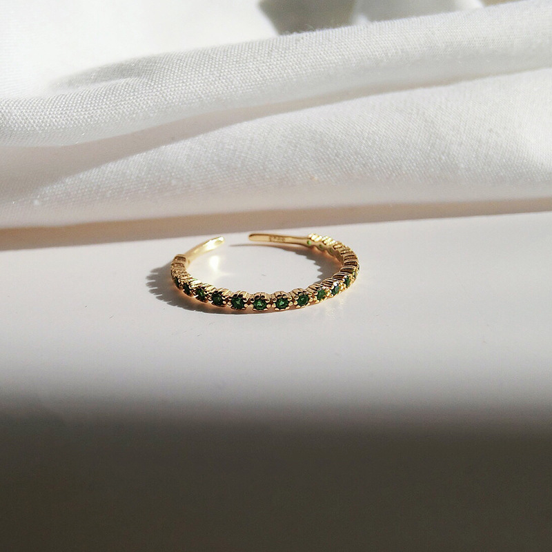 Gold Emerald Opening Rings for Women Adjustable Design High Quality Jewelry Sp FU11015