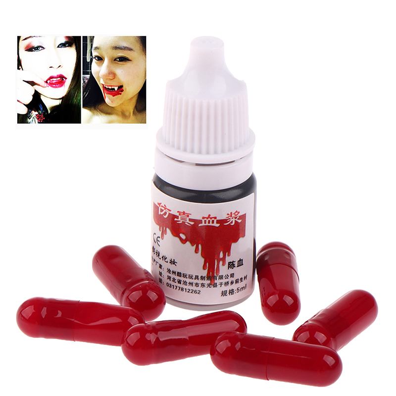 6pcs/bottle Realistic Fake Blood Pills Vampire Capsules Horror Scary ...