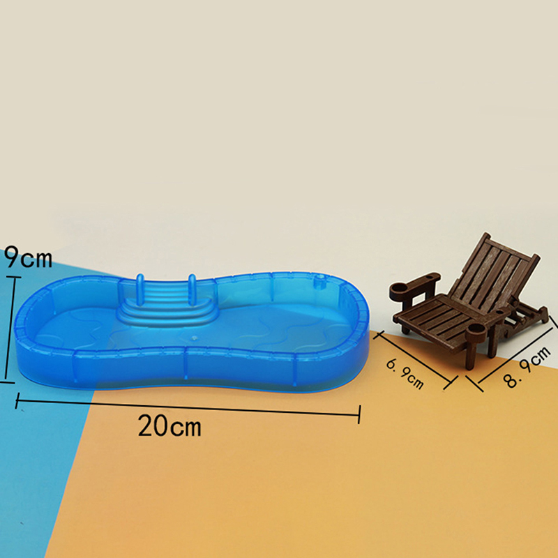 Doll house simulation Cute Mini swimming pool swimming circle beach chair se SN❤ - Picture 11 of 12