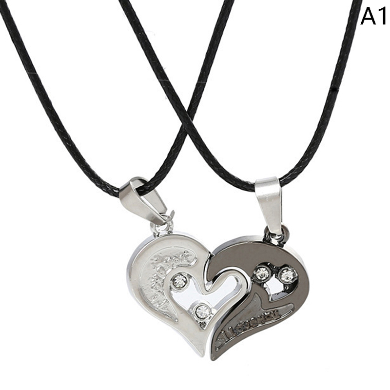 1 pair Fashion Couple Heart Shape I Love You Pendant Necklace for Women -qk - Picture 7 of 22