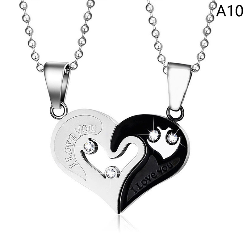 1 pair Fashion Couple Heart Shape I Love You Pendant Necklace for Women -qk - Picture 22 of 22
