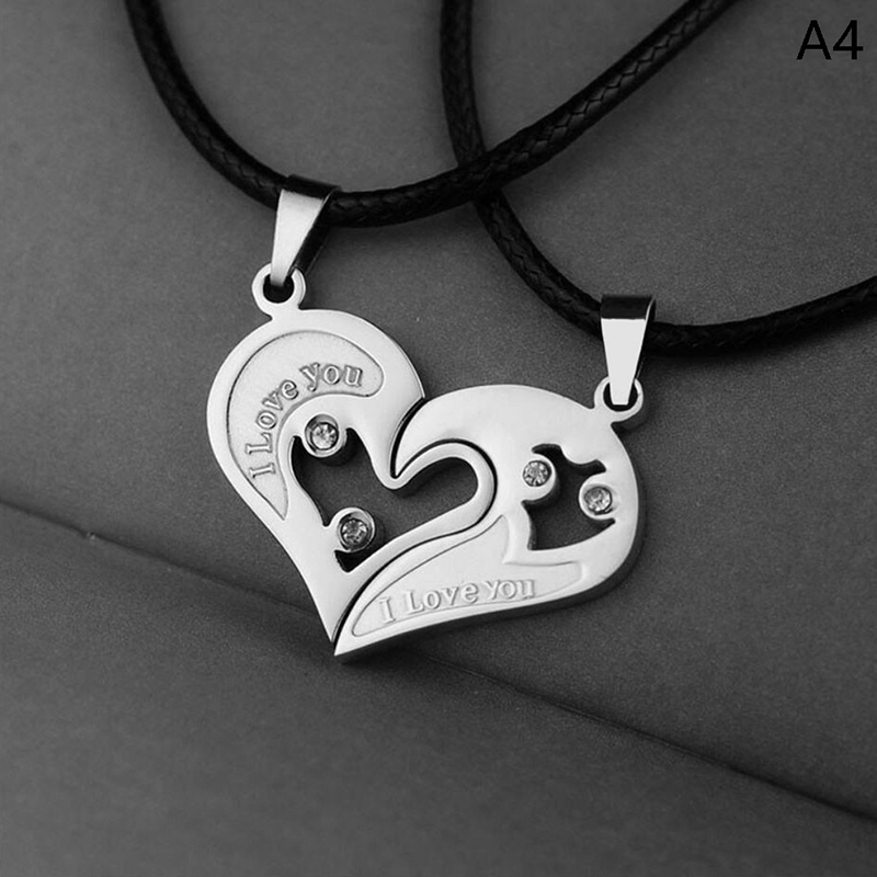 1 pair Fashion Couple Heart Shape I Love You Pendant Necklace for Women -qk - Picture 16 of 22