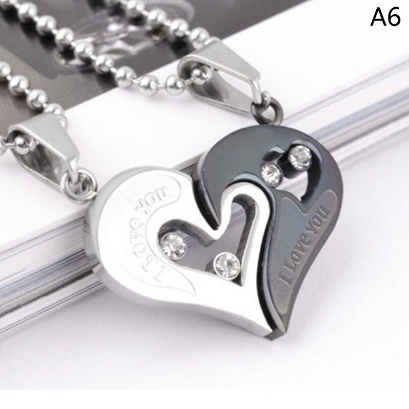 1 pair Fashion Couple Heart Shape I Love You Pendant Necklace for Women -qk - Picture 18 of 22