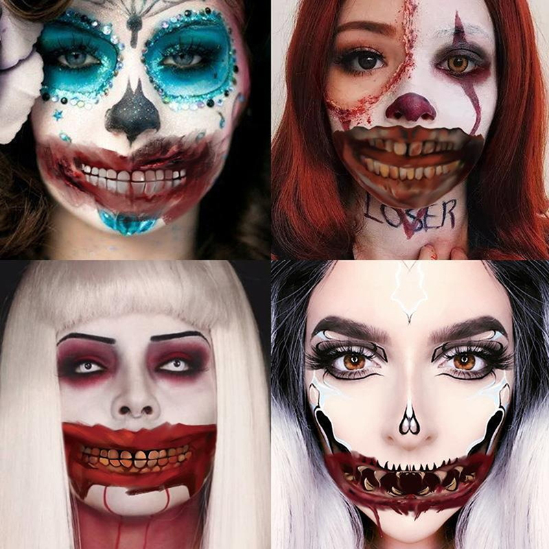 10Pcs/Set Halloween Big Mouth Scary Tattoo Temporary Zombies Face Stick!P1 10Pcs/Set Halloween Big Mouth Scary Tattoo Temporary Zombies Face Stick!P1