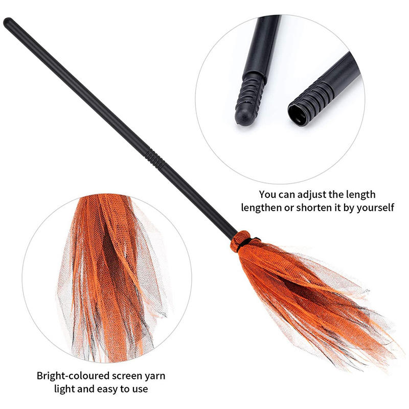 Halloween Party Witch Broom Kids Plastic Cosplay Flying Broomstick Pr LT F5❤ - Bild 4 von 17
