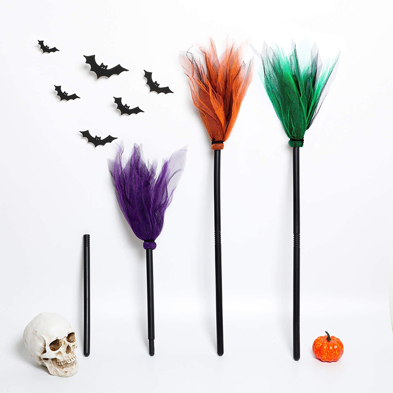 Halloween Party Witch Broom Kids Plastic Cosplay Flying Broomstick Pr LT F5❤ - Bild 2 von 17