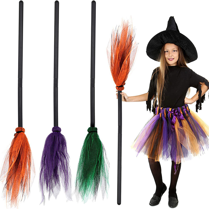 Halloween Party Witch Broom Kids Plastic Cosplay Flying Broomstick Pr LT F5❤ - Bild 6 von 17
