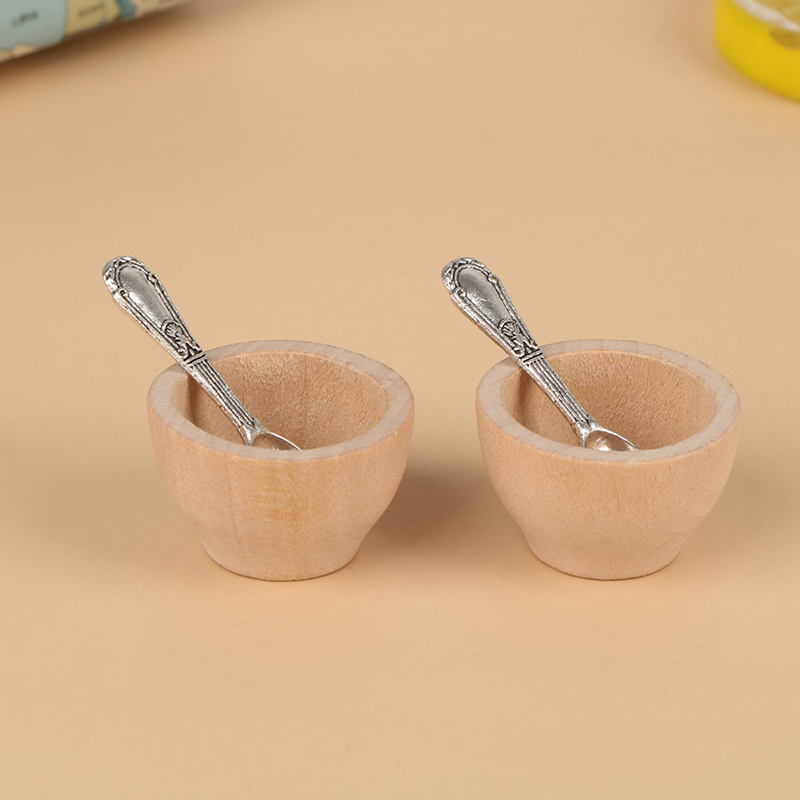 4pcSset Dollhouse Meuble Meuble Small Bowl Bowl Modèle de cuillère bricolage