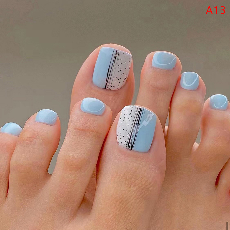 24Pcs False Nails French Multiple Styles Press on Nails for Women Toe Nail Art - Bild 25 von 26