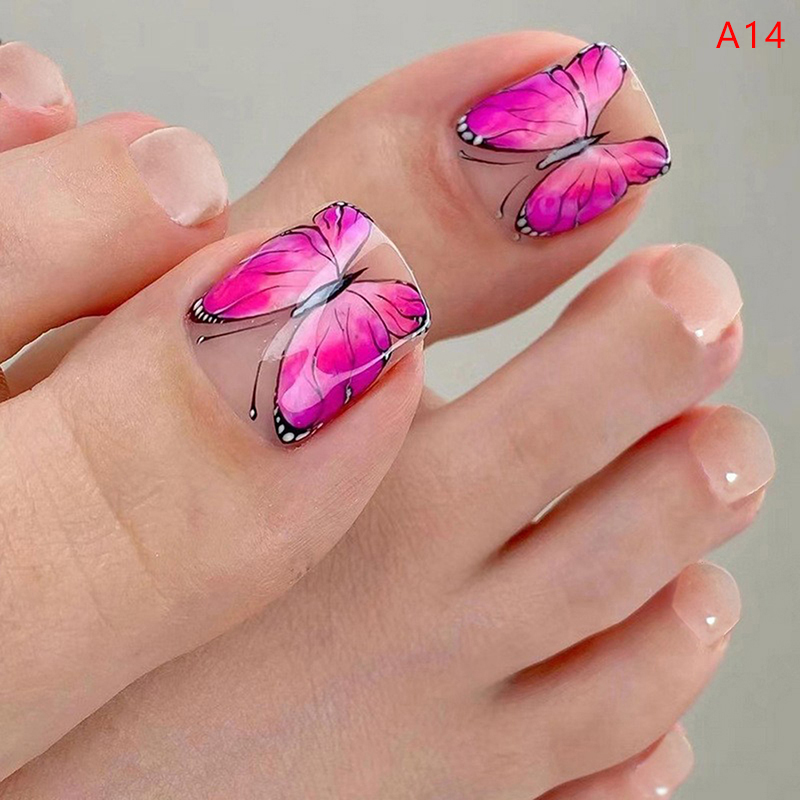 24Pcs False Nails French Multiple Styles Press on Nails for Women Toe Nail Art - Bild 26 von 26