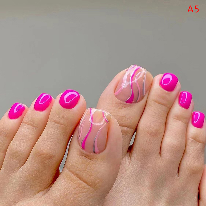 24Pcs False Nails French Multiple Styles Press on Nails for Women Toe Nail Art - Bild 17 von 26