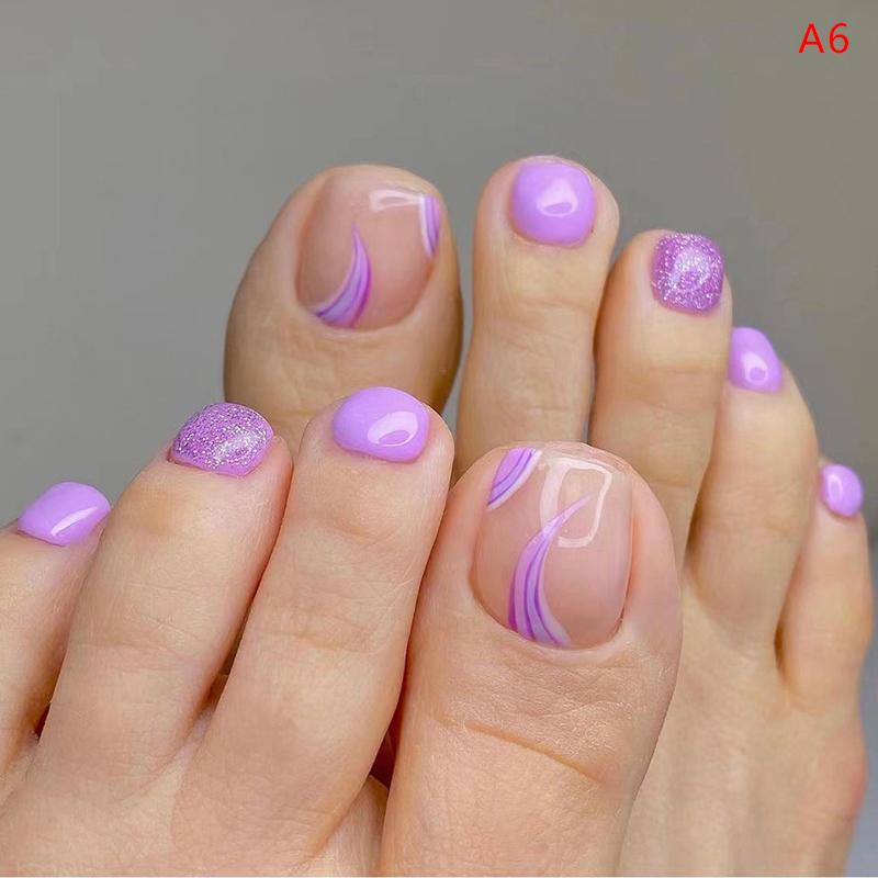 24Pcs False Nails French Multiple Styles Press on Nails for Women Toe Nail Art - Bild 18 von 26