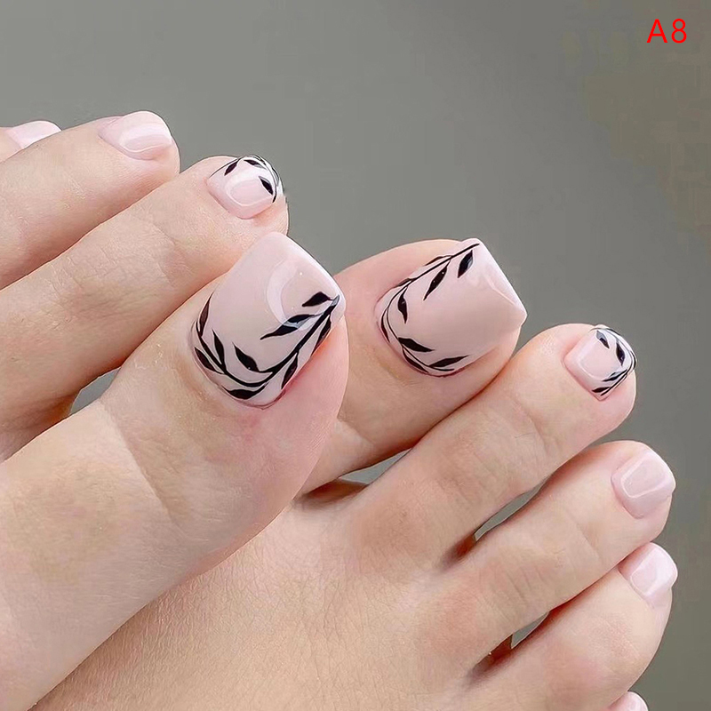 24Pcs False Nails French Multiple Styles Press on Nails for Women Toe Nail Art - Bild 20 von 26