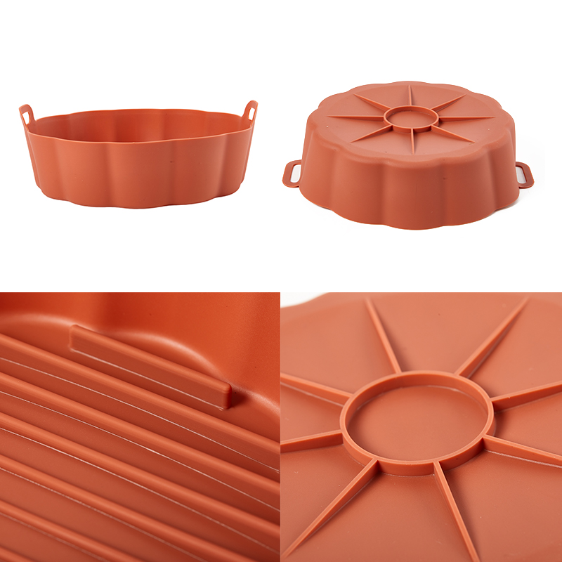1PC 6.5inch Air Fryer Silicone Pot Reusable Non-Stick Oven Baking Tray Baki QO ZN11015