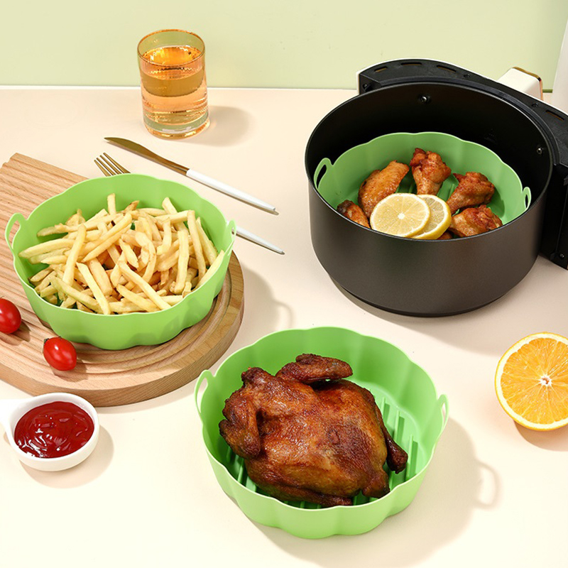1PC 6.5inch Air Fryer Silicone Pot Reusable Non-Stick Oven Baking Tray Baki QO ZN11015