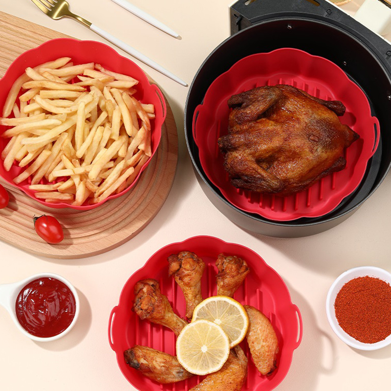 1PC 6.5inch Air Fryer Silicone Pot Reusable Non-Stick Oven Baking Tray Baki QO ZN11015 1PC 6.5inch Air Fryer Silicone Pot Reusable Non-Stick Oven Baking Tray Baki QO ZN11015