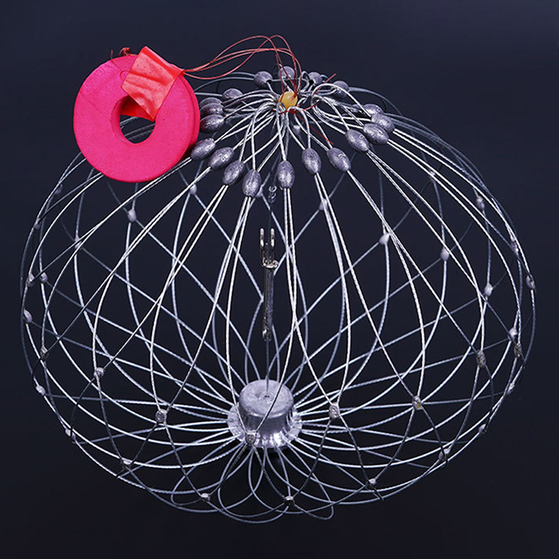Fishing Net Cage Automatic Open Closing Fishing Crab Trap Steel Wire  Saltwat F❤❤