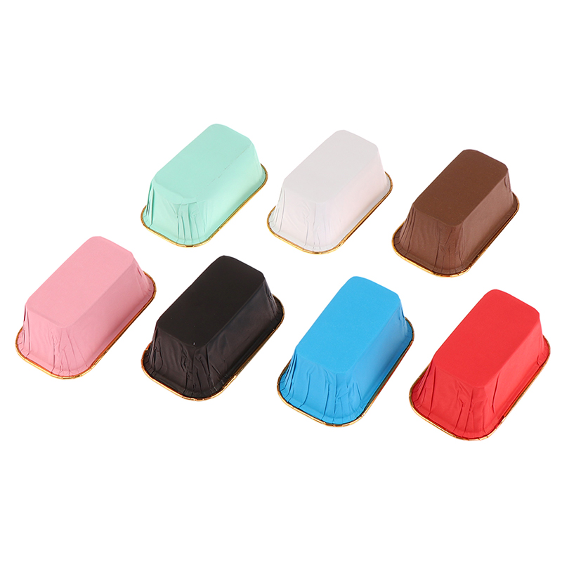 50Pcs Rectangular Aluminum Foil Tin Paper Cup Baking Cup Dessert Box ...