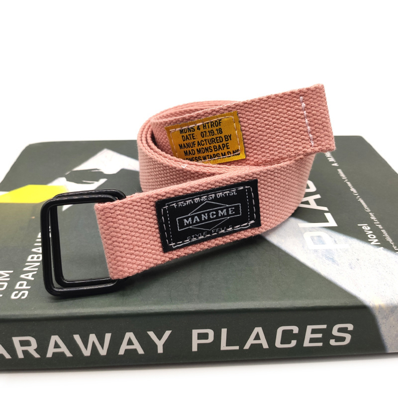 Fashion Casual Men Canvas Belt Double Ring Metal Buckle Waistband Jeans Belt SPI - Picture 9 of 19