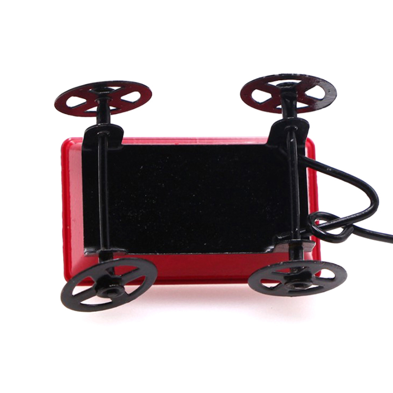 Metal Red Small Pulling Cart 1:12 Mini Cute Dollhouse Toy Gifts Ornament Garden - Picture 7 of 8