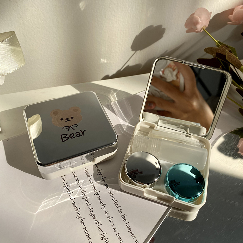 Silver Bear Contact Lens Case Portable Water Box Contact Lens Companion Box Silver Bear Contact Lens Case Portable Water Box Contact Lens Companion Box